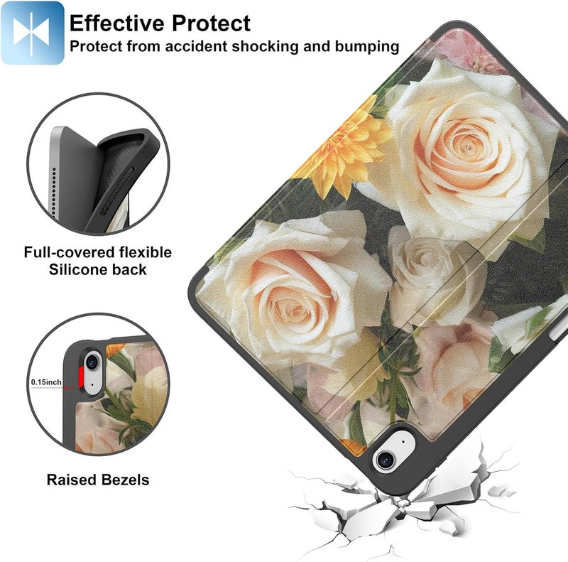 Supveco Case for iPad (A16) 11th Generation 11 inch (2025),iPad 10th Generation 10.9 inch (2022) with Pencil Holder-[Auto Wake/Sleep],Premium Folio Stand Case with Soft TPU Back Cover-Pink Rose - Image 5